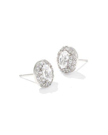 KENDRA SCOTT- Belle Rhodium Stud Earrings in Whtie CZ